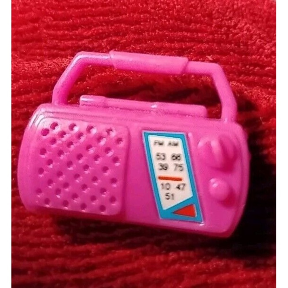 Barbie Radio Accessory Kids Toy Pink Handheld Handle Portable Miniature Size EUC